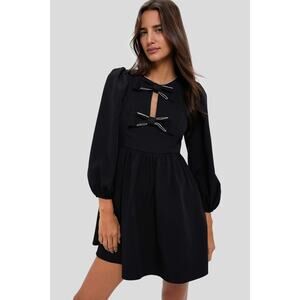 Tuckernuck Black Mini Dress with Bow Accents